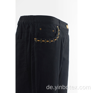 Gerade Hose aus massivem Navy für Damen